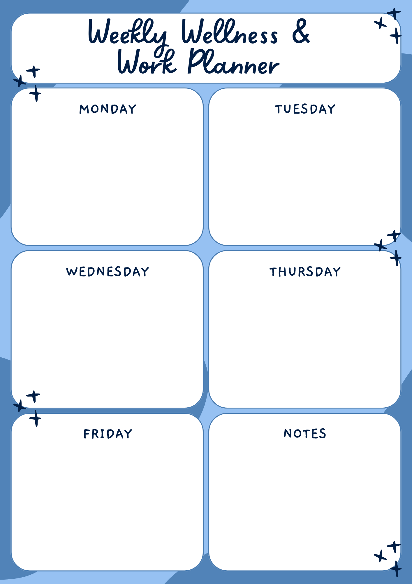 Weekly Wellness & Work Planner