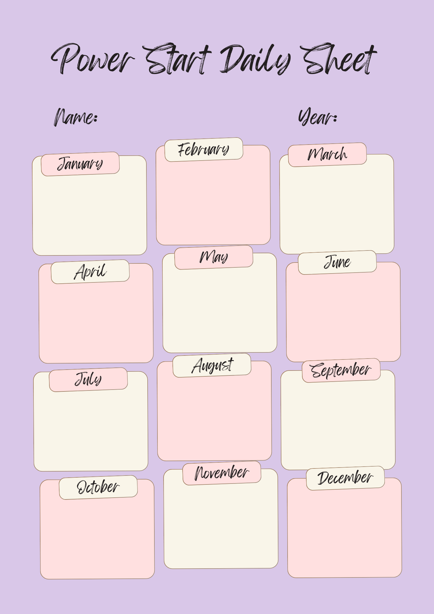 Power Start Daily Sheet