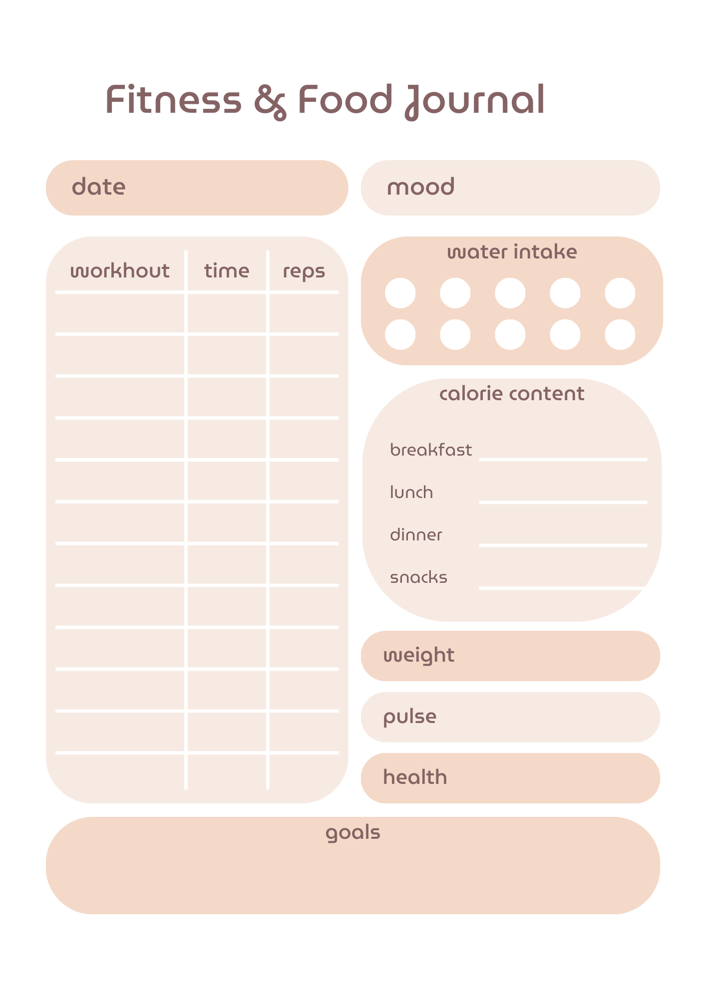 Fitness & Food Journal