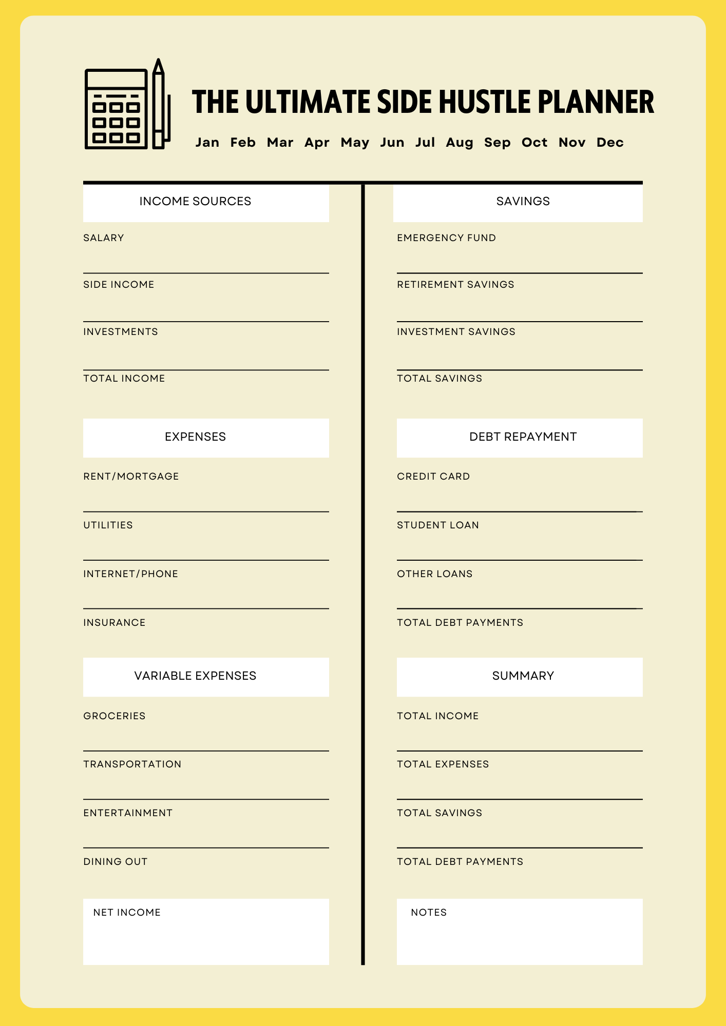 The Ultimate Side Hustle Planner